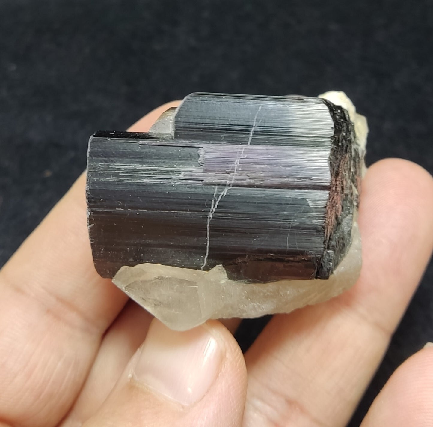 An Aesthetic specimen of black Tourmaline crystal with quartz 87 grams