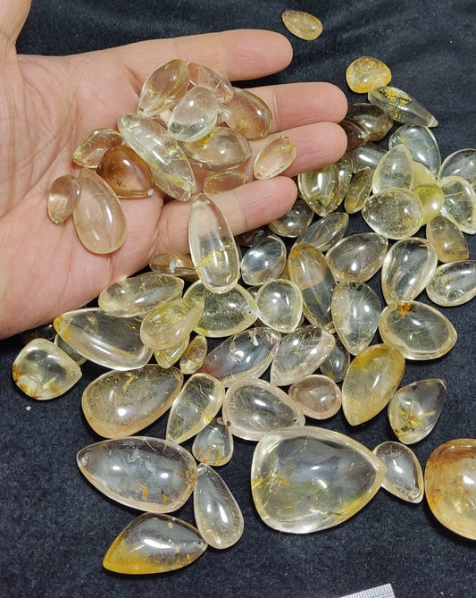 525 grams Rutilated polished quartz tumbles-cabochons