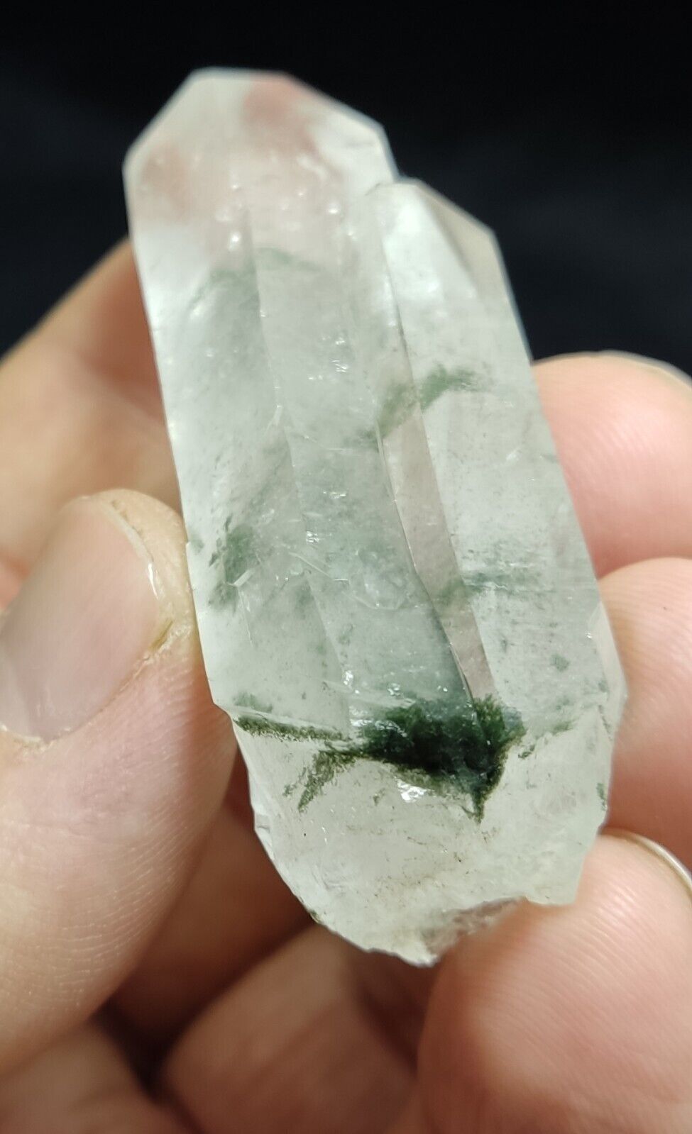 An Aesthetic Natural Quartz crystal with chlorite inclusions 49 grams