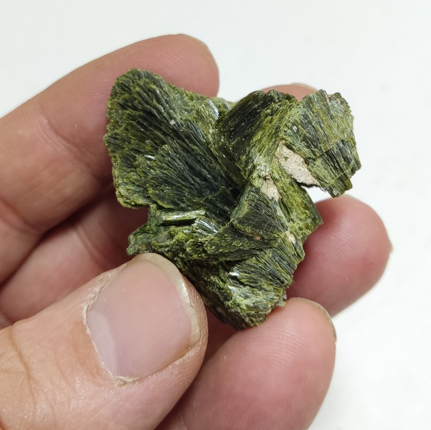 An aesthetic specimen of epidote crystal spray type 27 grams