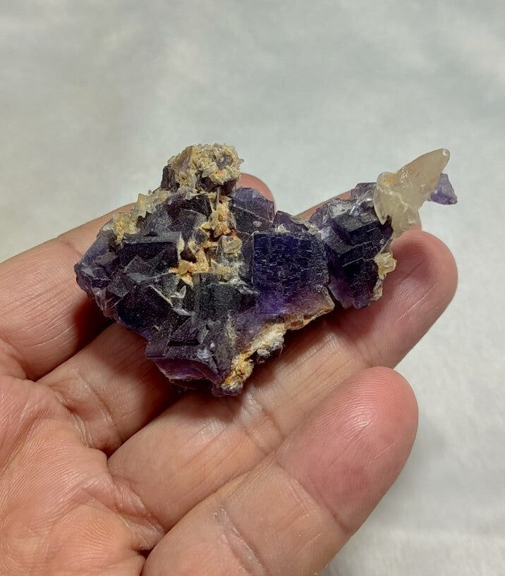 Small Purple Fluorite With Calcite 64 grams