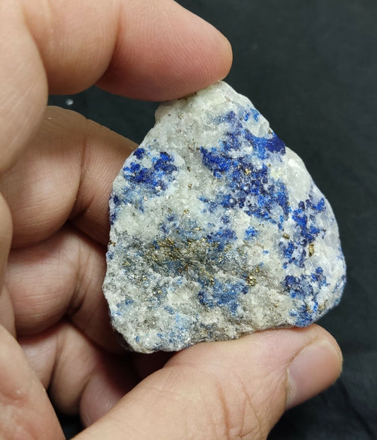 Amazing specimen of fluorescent Lazurite with pyrite on matrix 55 grams