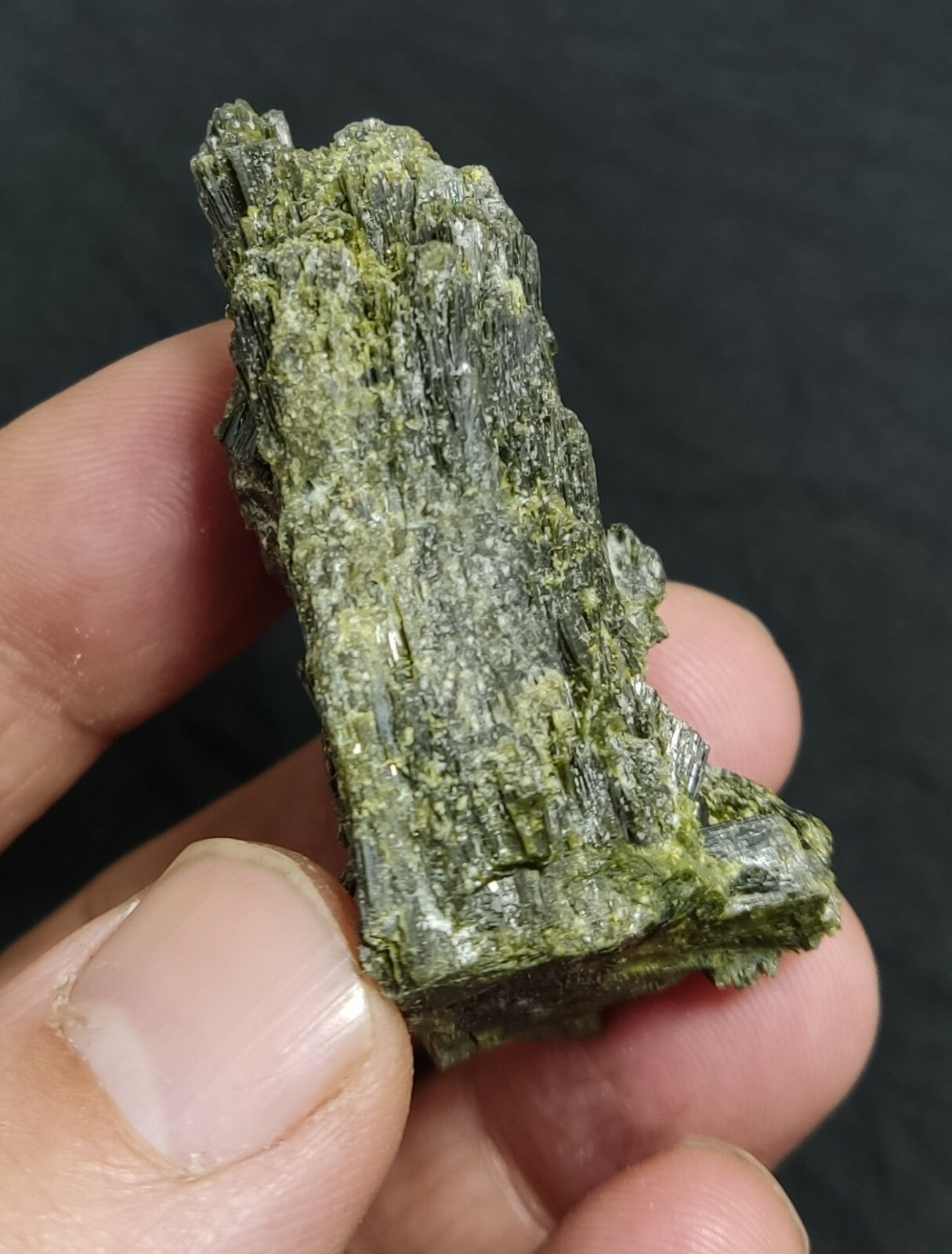 An aesthetic specimen of dark green color Epidote crystal spray 60 grams