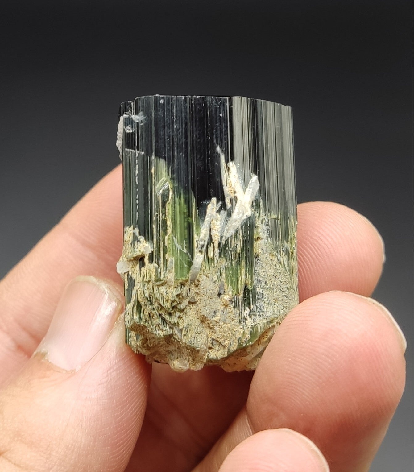 An amazing specimen of terminated tourmaline with green shaded 45 grams