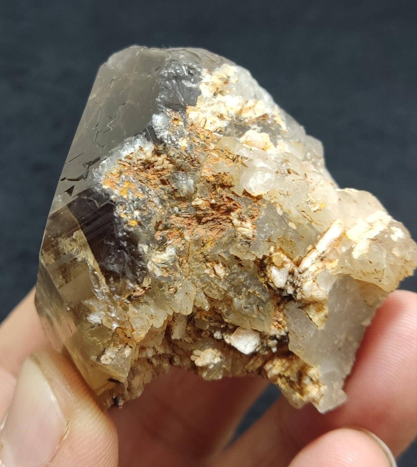 An aesthetic specimen of terminated  smoky Quartz crystal cluster 102 grams