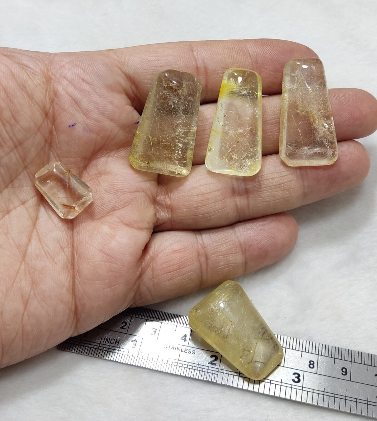 An amazing lot of Rutilated polished quartz tumbles 46 grams