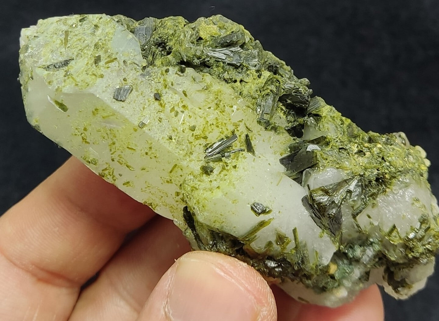 An Aesthetic terminated epidote Quartz specimen 111 grams