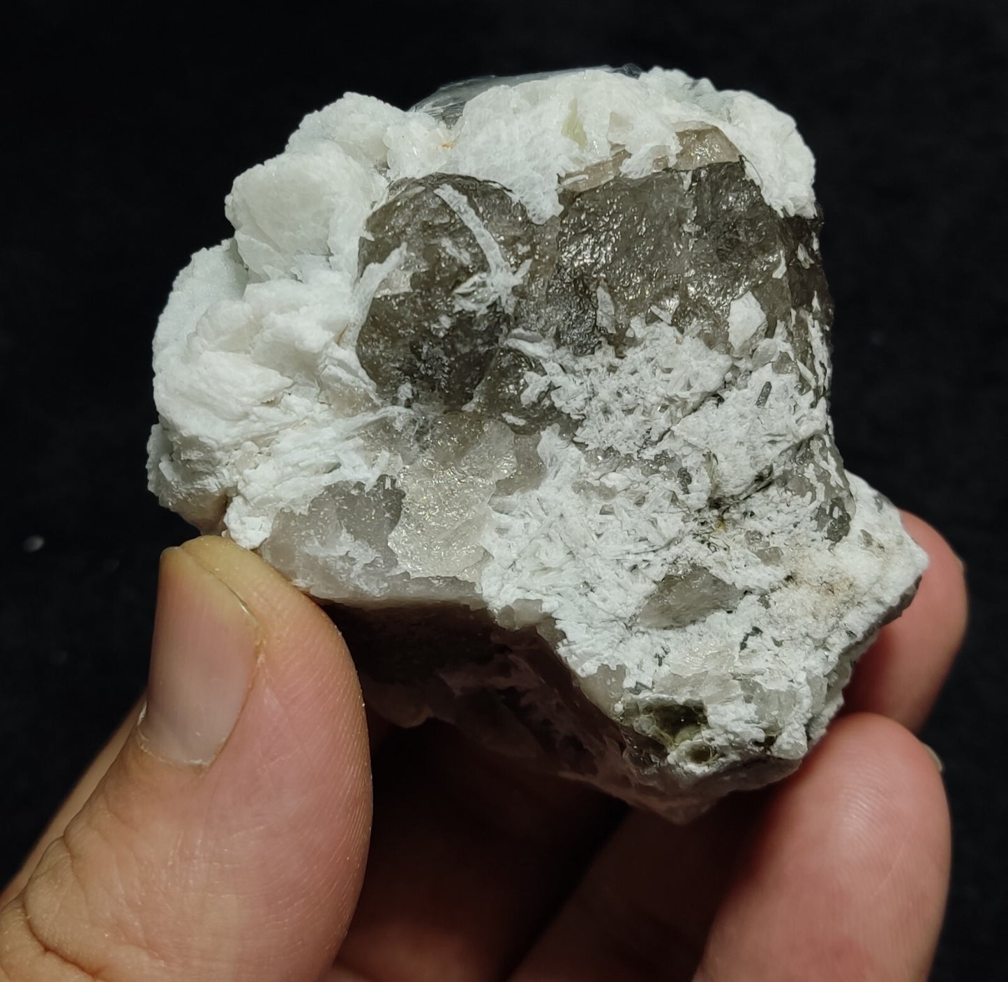 An Aesthetic specimen of Indicolite Included Quartz Crystal On Matrix 186 grams