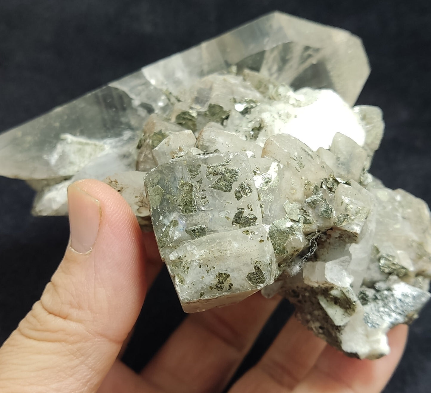 An Aesthetic specimen of quartz with Calcite and other minerals 679 grams