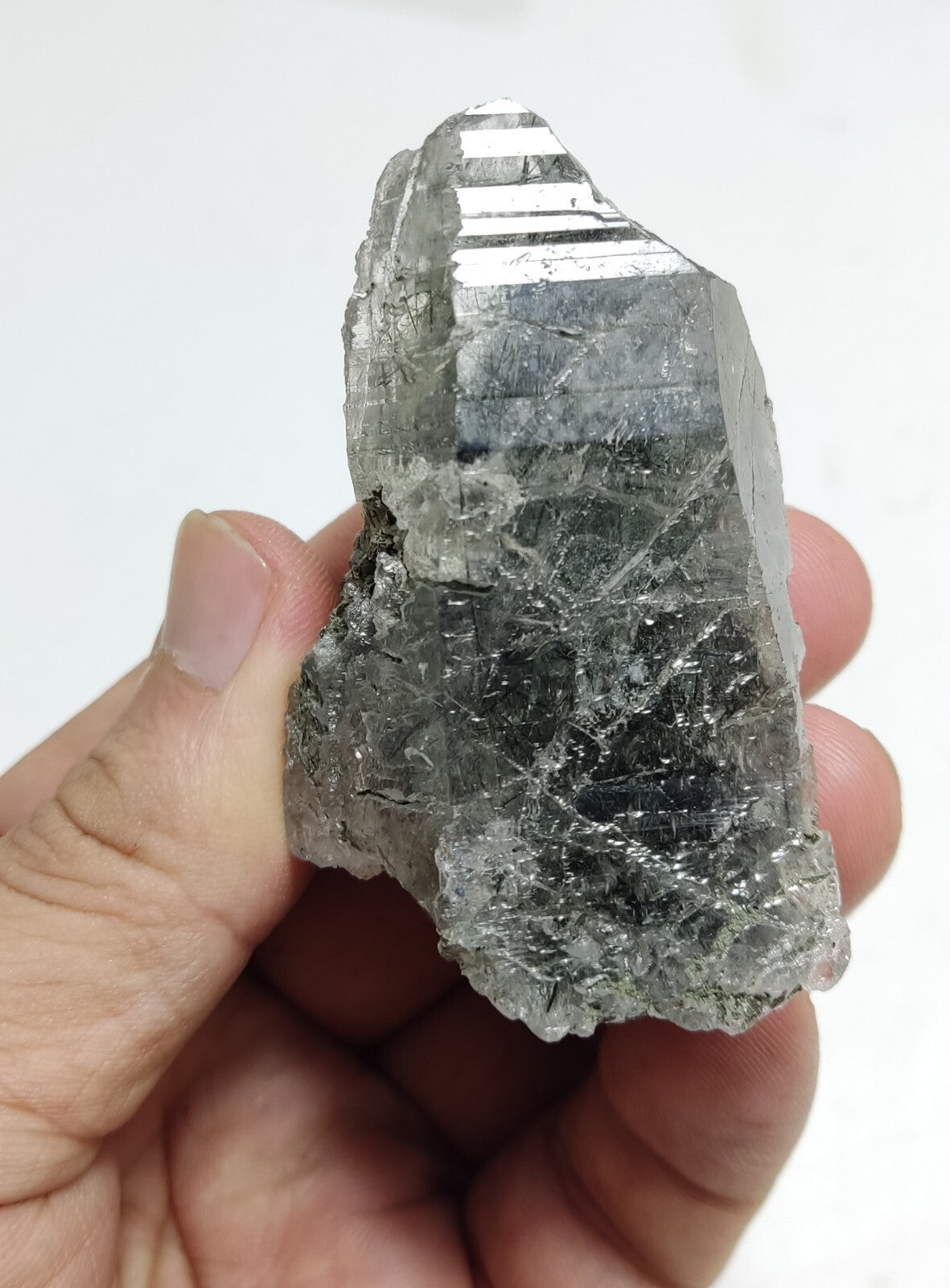 An Aesthetic Natural terminated Chlorite Quartz crystal 100 grams