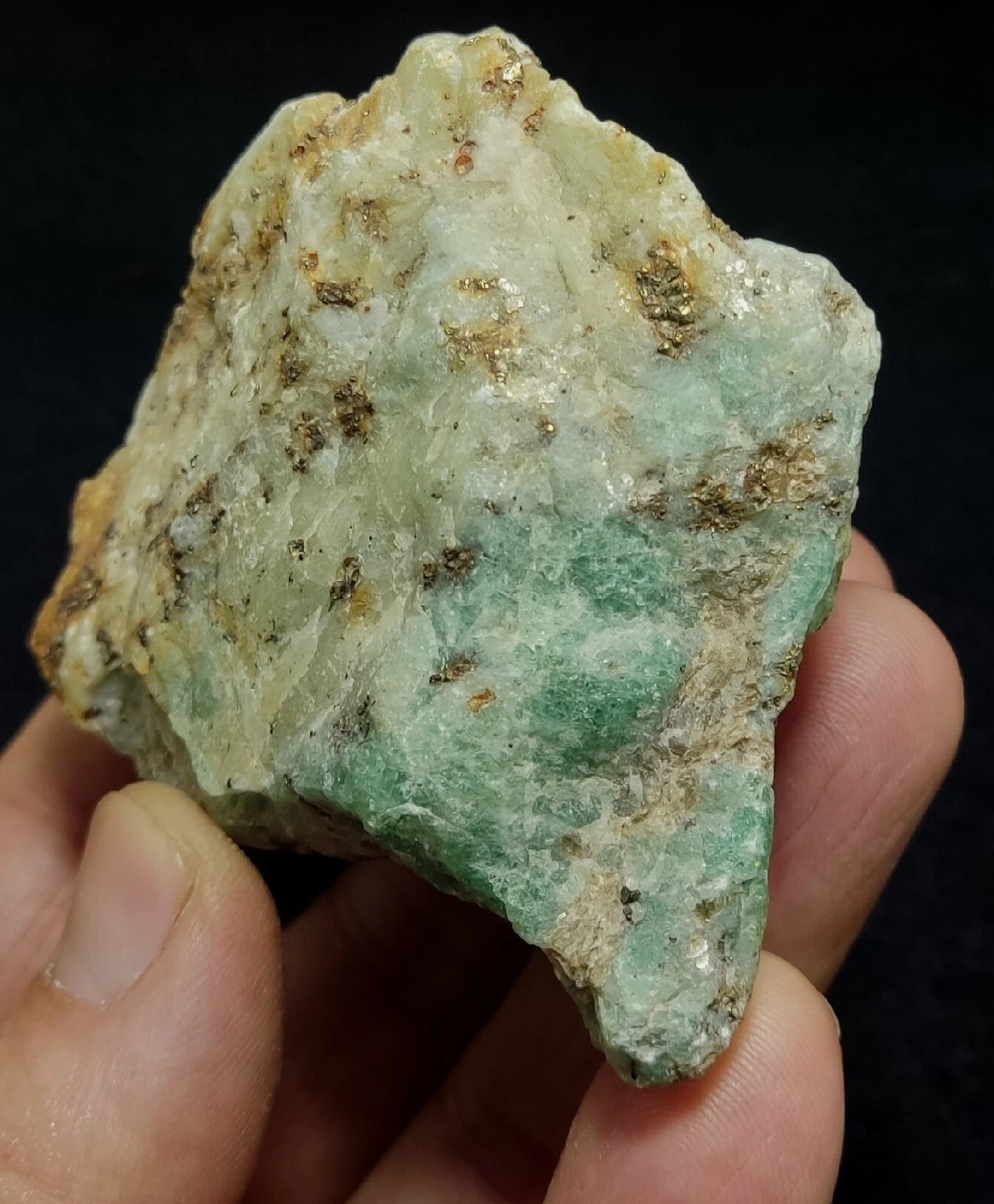 Rough Specimen of Green color Sodalite With Pyrite 199 grams