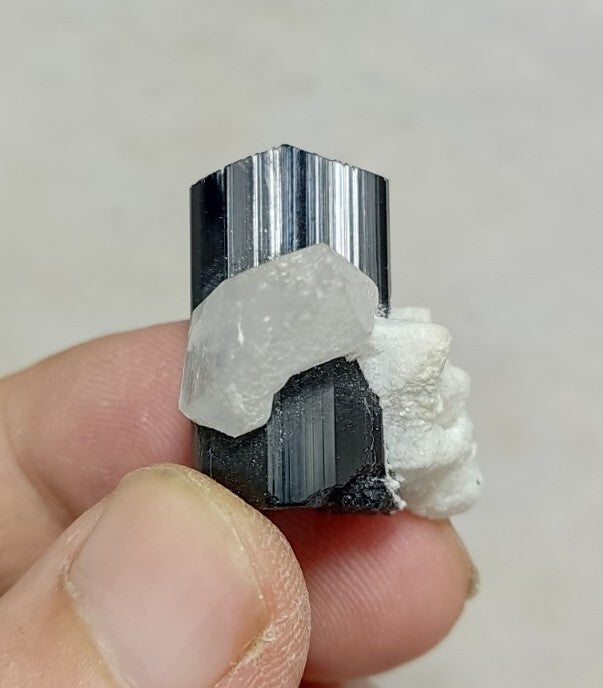 Black Tourmalines Crystal with Quartz And Albite 15 grams