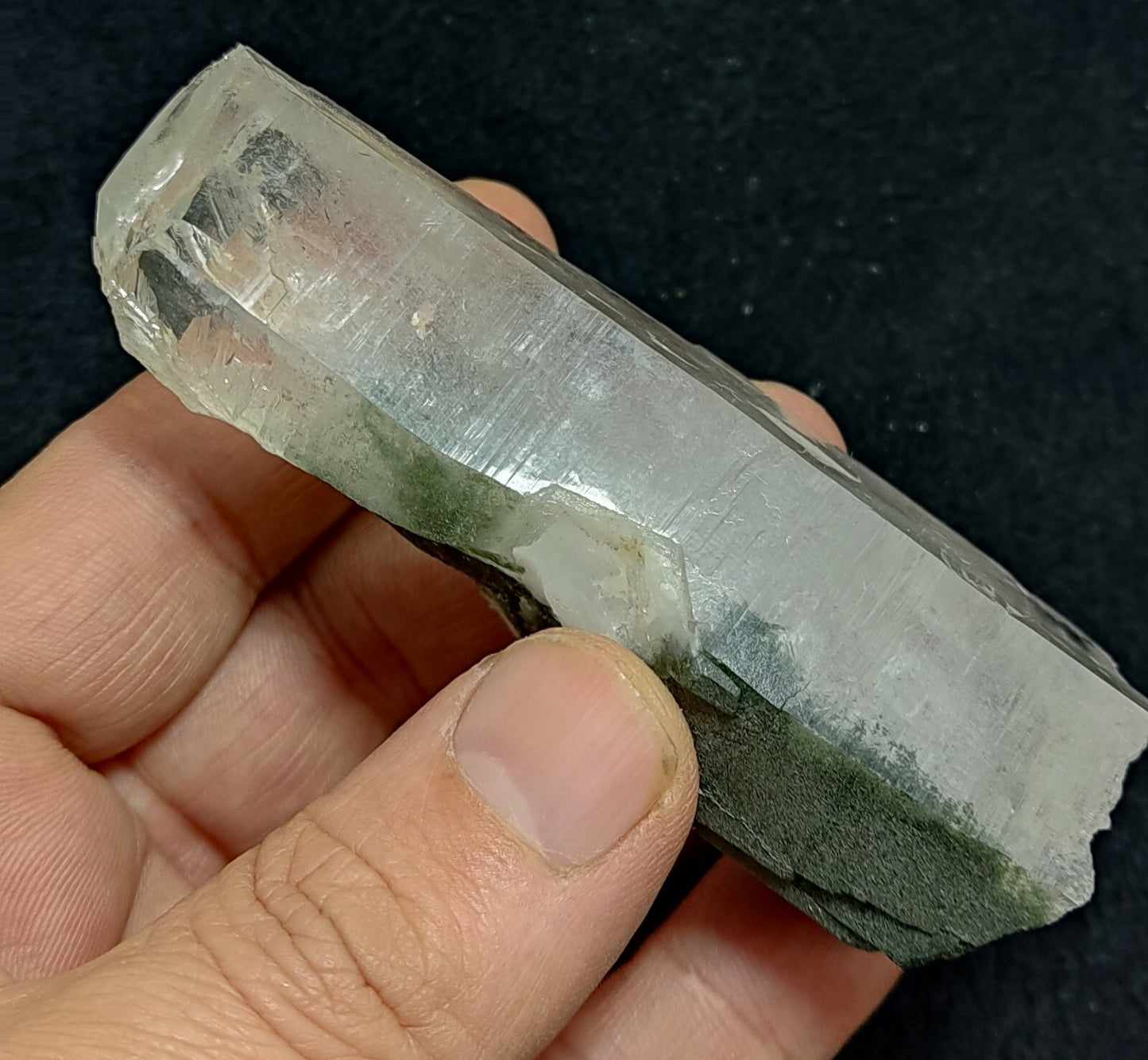 An Aesthetic specimen of chlorite included quartz crystal 134 grams