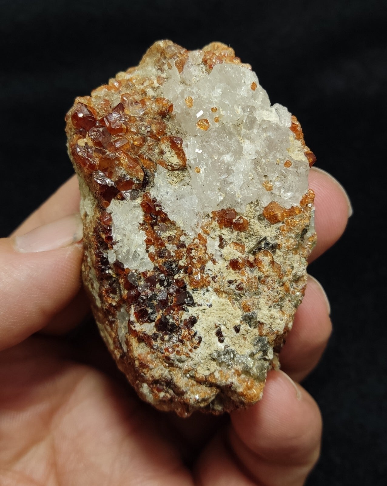 An Aesthetic specimen of hessonite garnets on matrix 132 grams