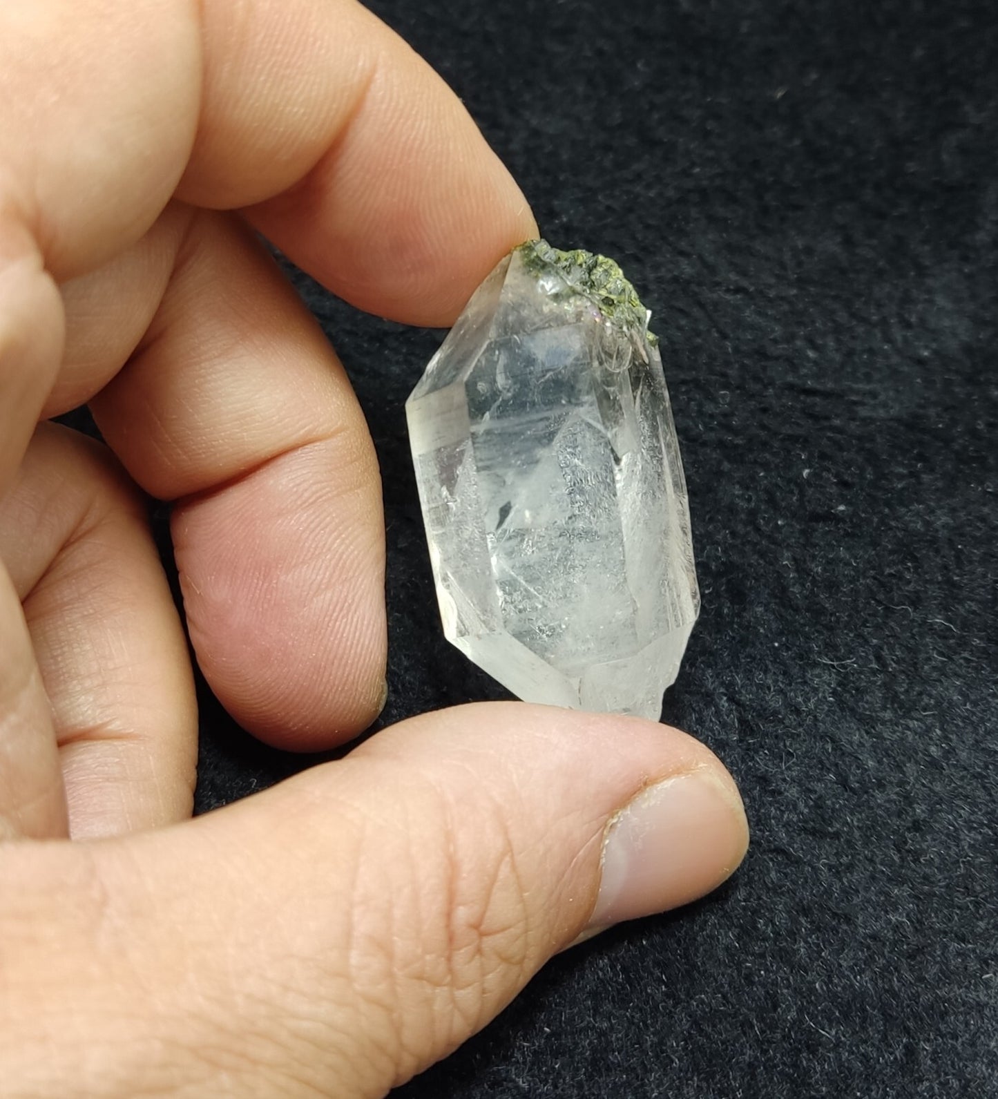 An aesthetic specimen of Epidote quartz cluster 24 grams