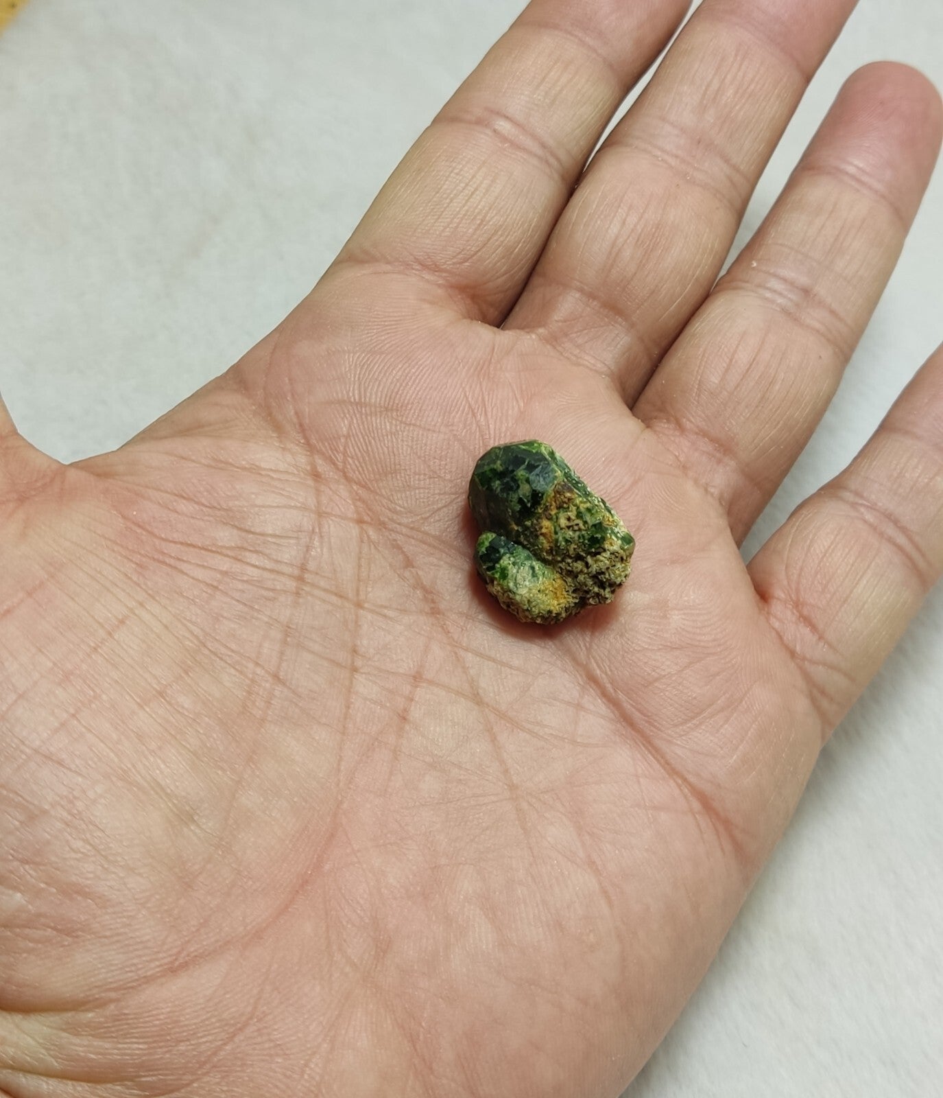 An Aesthetic specimen of garnet variety demantoid crystal 7  grams