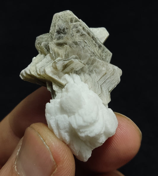 Muscovite specimen with Albite and black tourmaline 16 grams