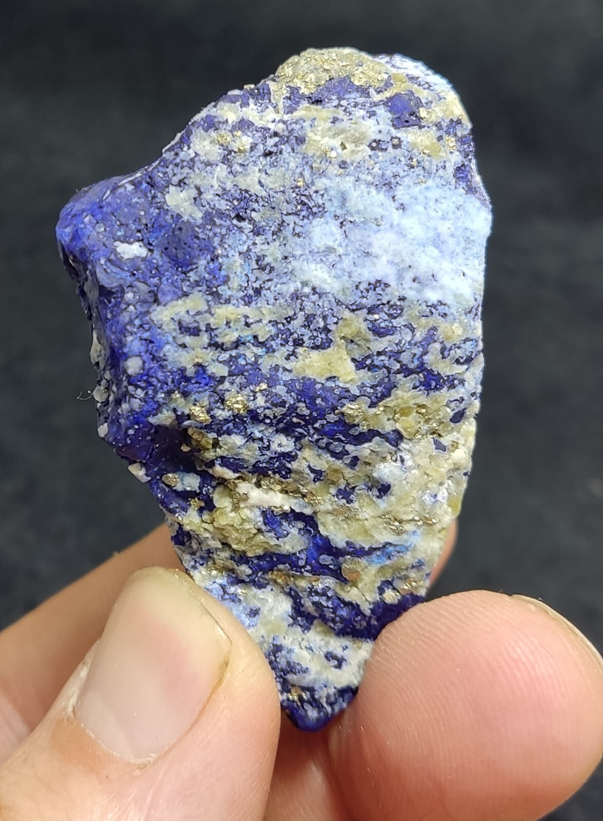 An Aesthetic specimen of fluorescent Lazurite with pyrite 65 grams