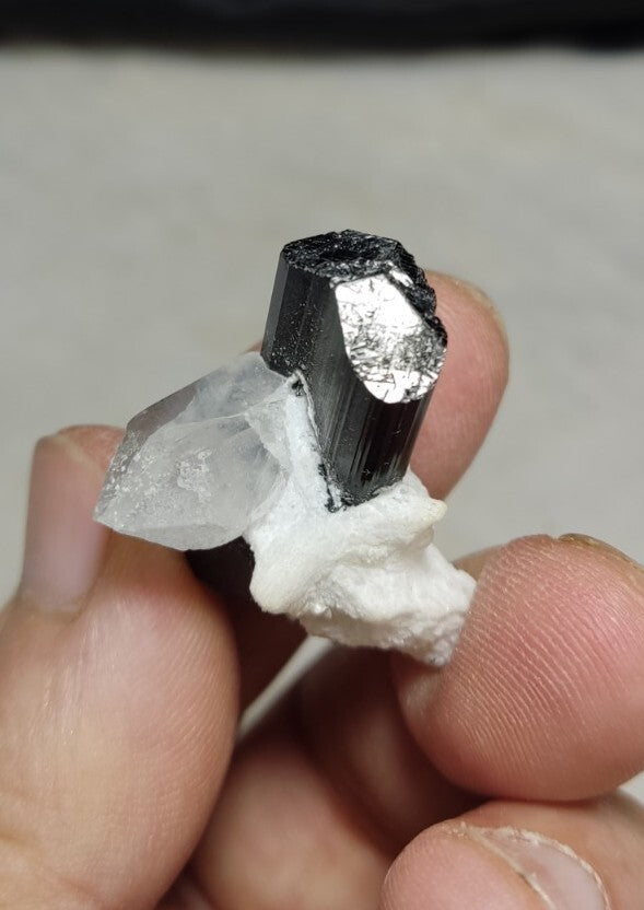 Black Tourmalines Crystal with Quartz And Albite 15 grams