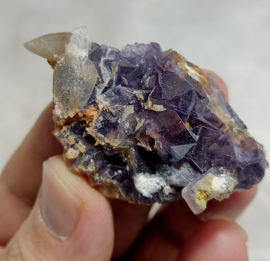 Small Purple Fluorite With Calcite 46 grams