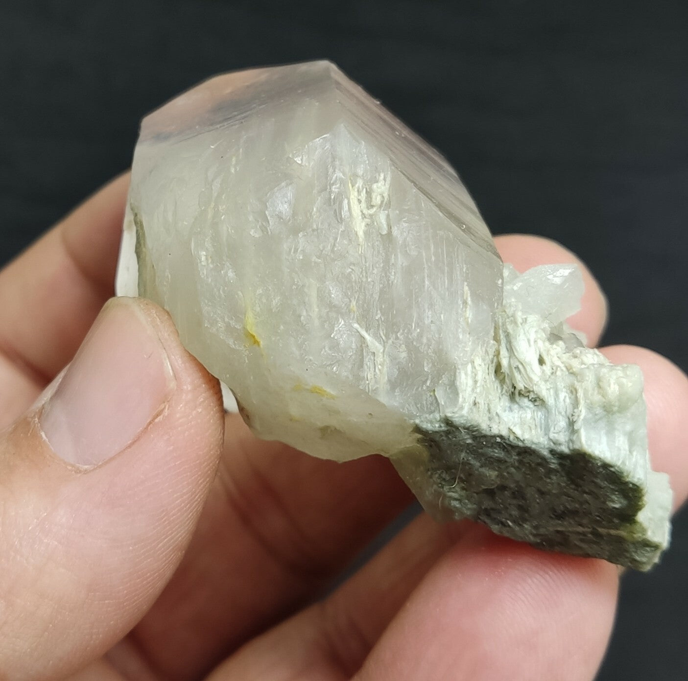 An amazing specimen of terminated Quartz crystal with unique inclusions 97 grams