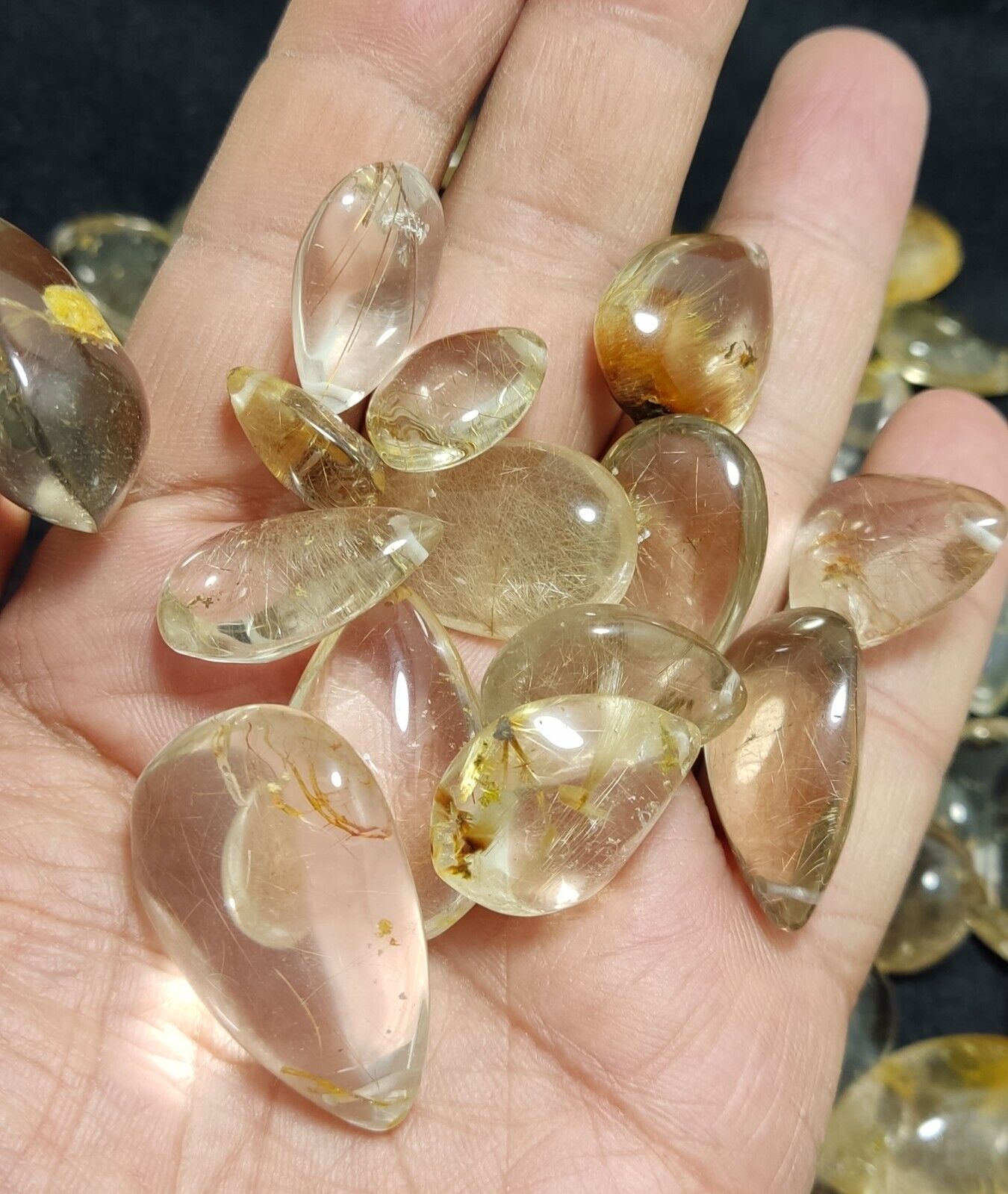 525 grams Rutilated polished quartz tumbles-cabochons