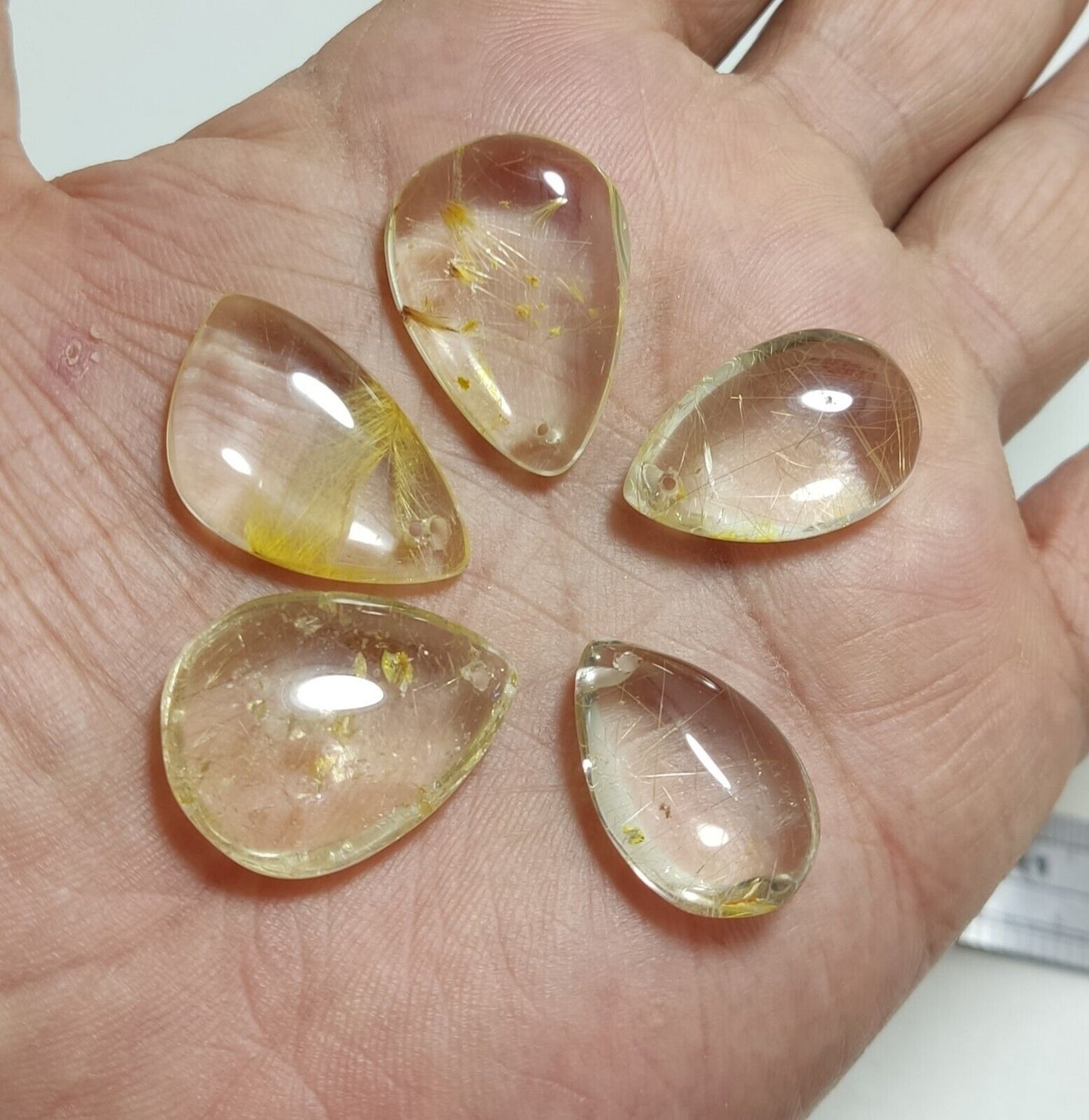 44 grams, 9 Natural beautiful Rutilated quartz pendants