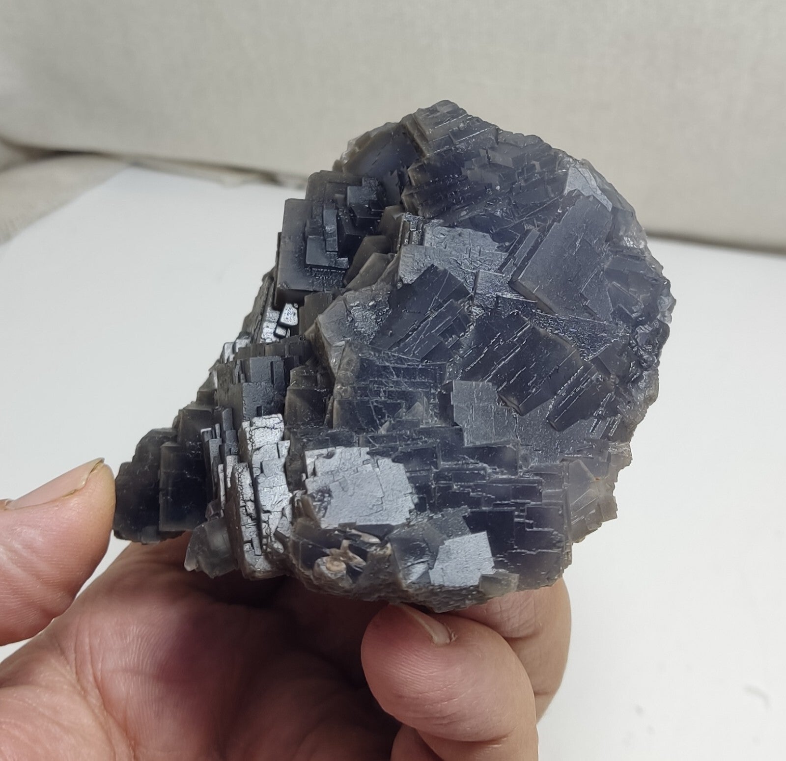 An amazing specimen of cubic dark bluish color Fluorite 495 grams