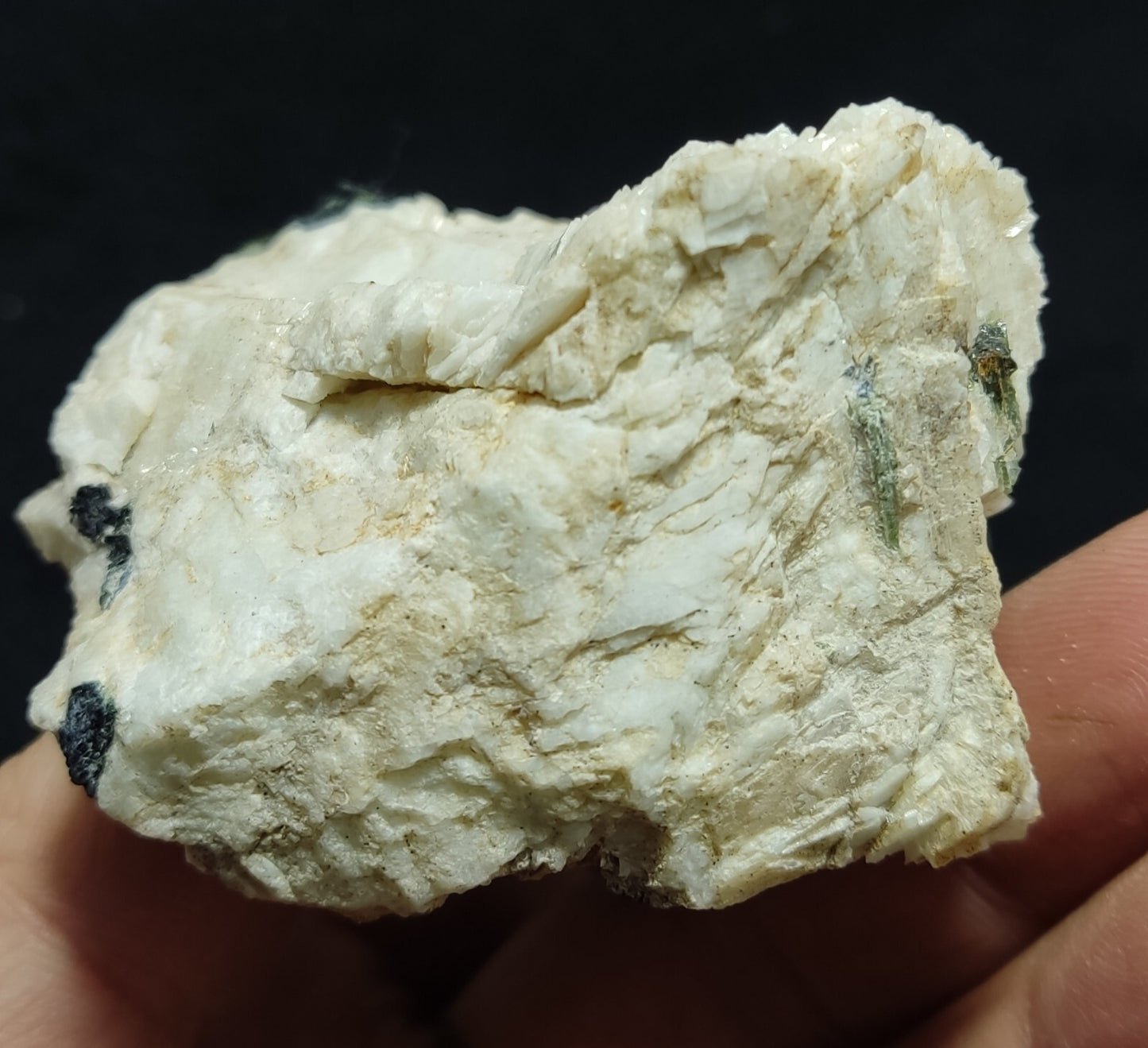 An Aesthetic specimen of black/green Tourmaline on matrix with Albite 169 grams