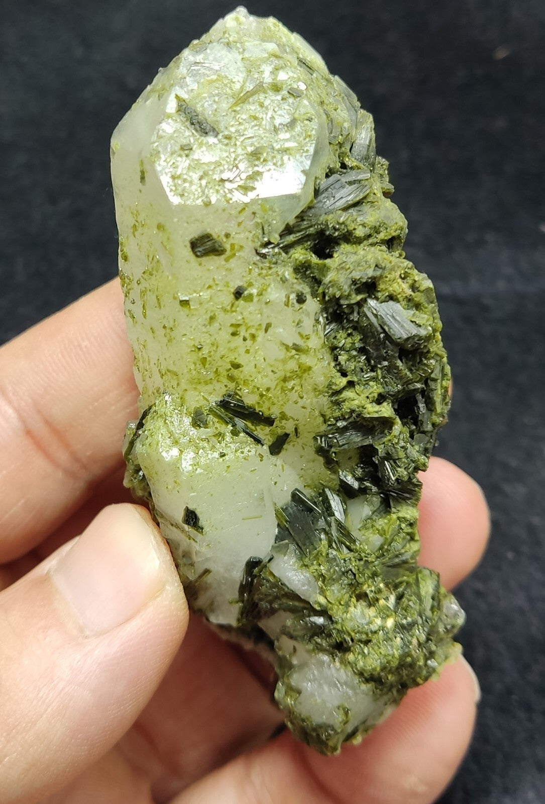An Aesthetic terminated epidote Quartz specimen 111 grams