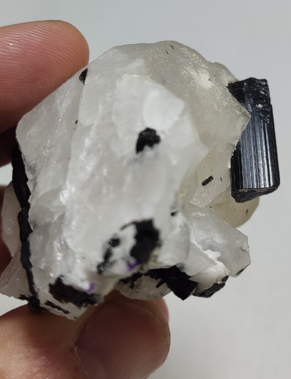 Natural quartz crystal with black tourmaline 126 grams