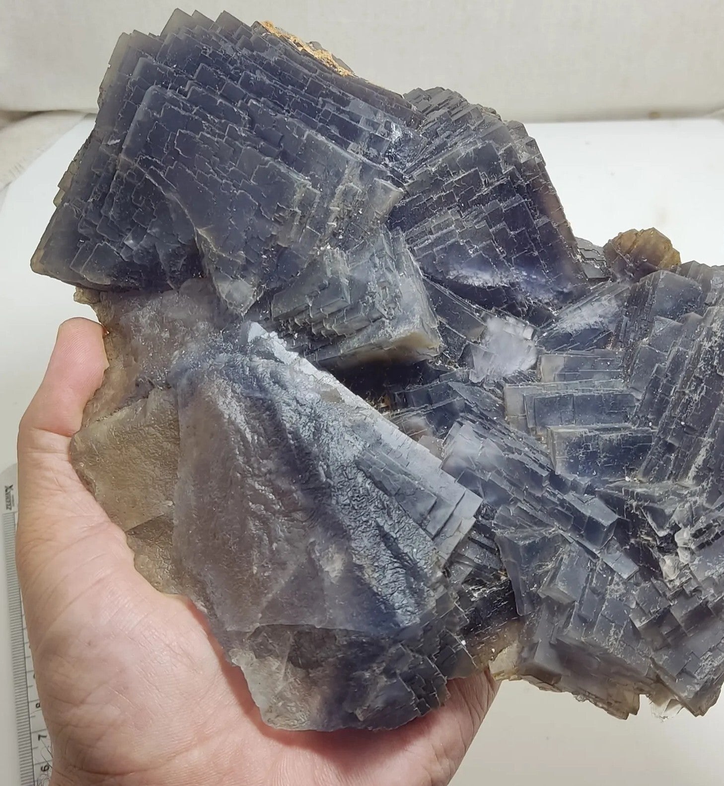 An amazing specimen of cubic dark bluish color Fluorite 2470 grams