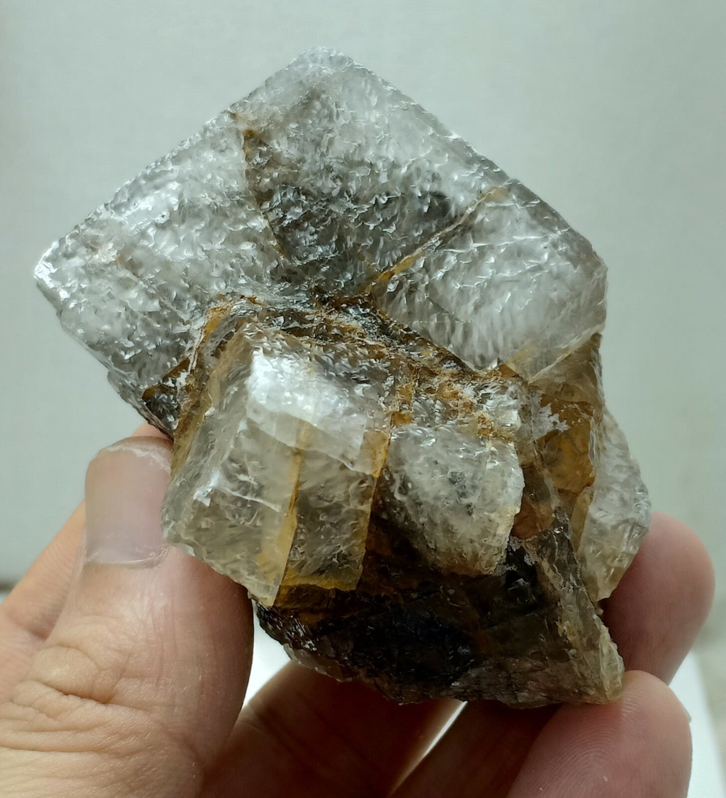 An amazing specimen of grey color cubic Calcite 274 grams