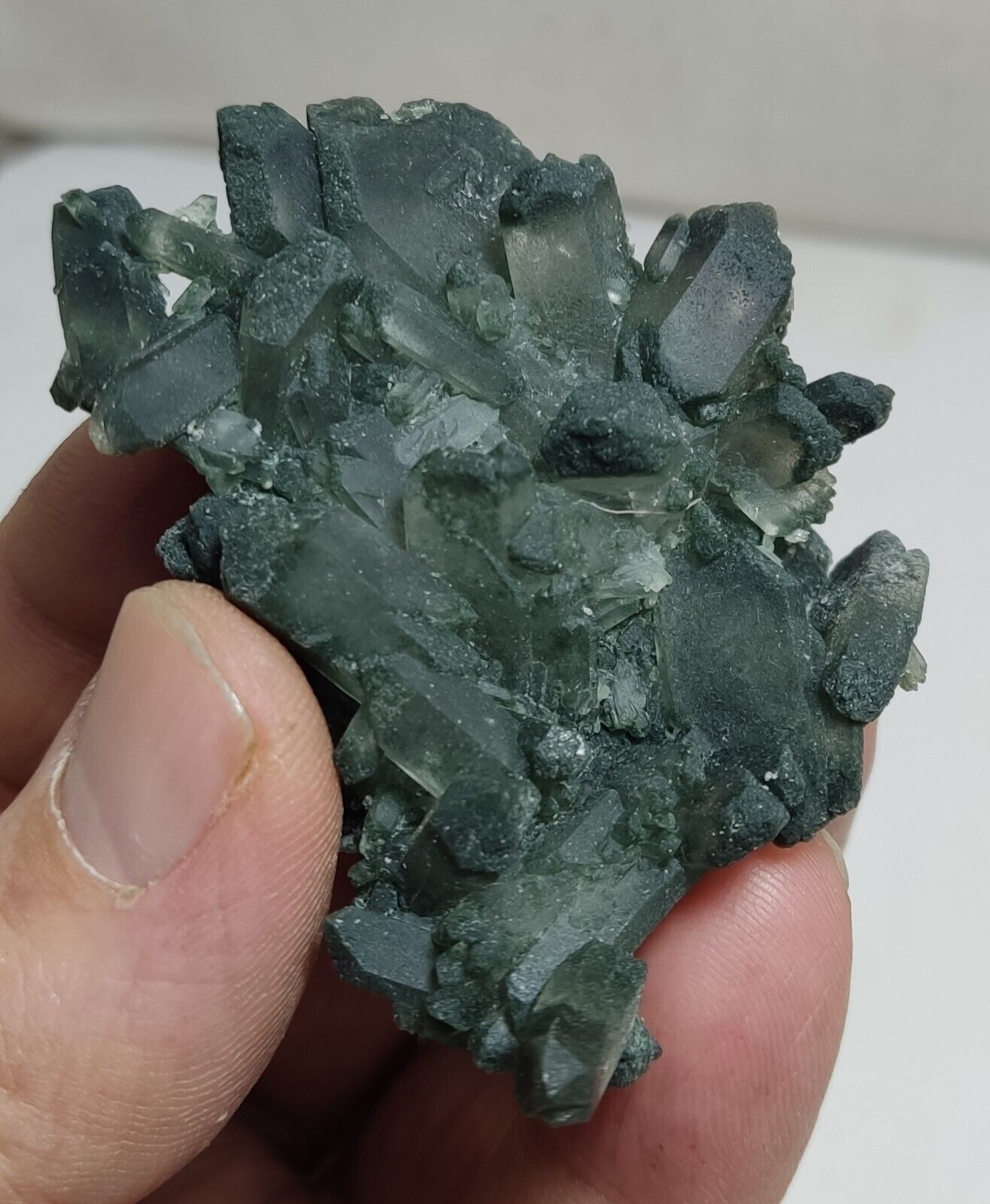 A very Aesthetic Natural beautifully terminated Chlorite Quartz cluster 48 grams