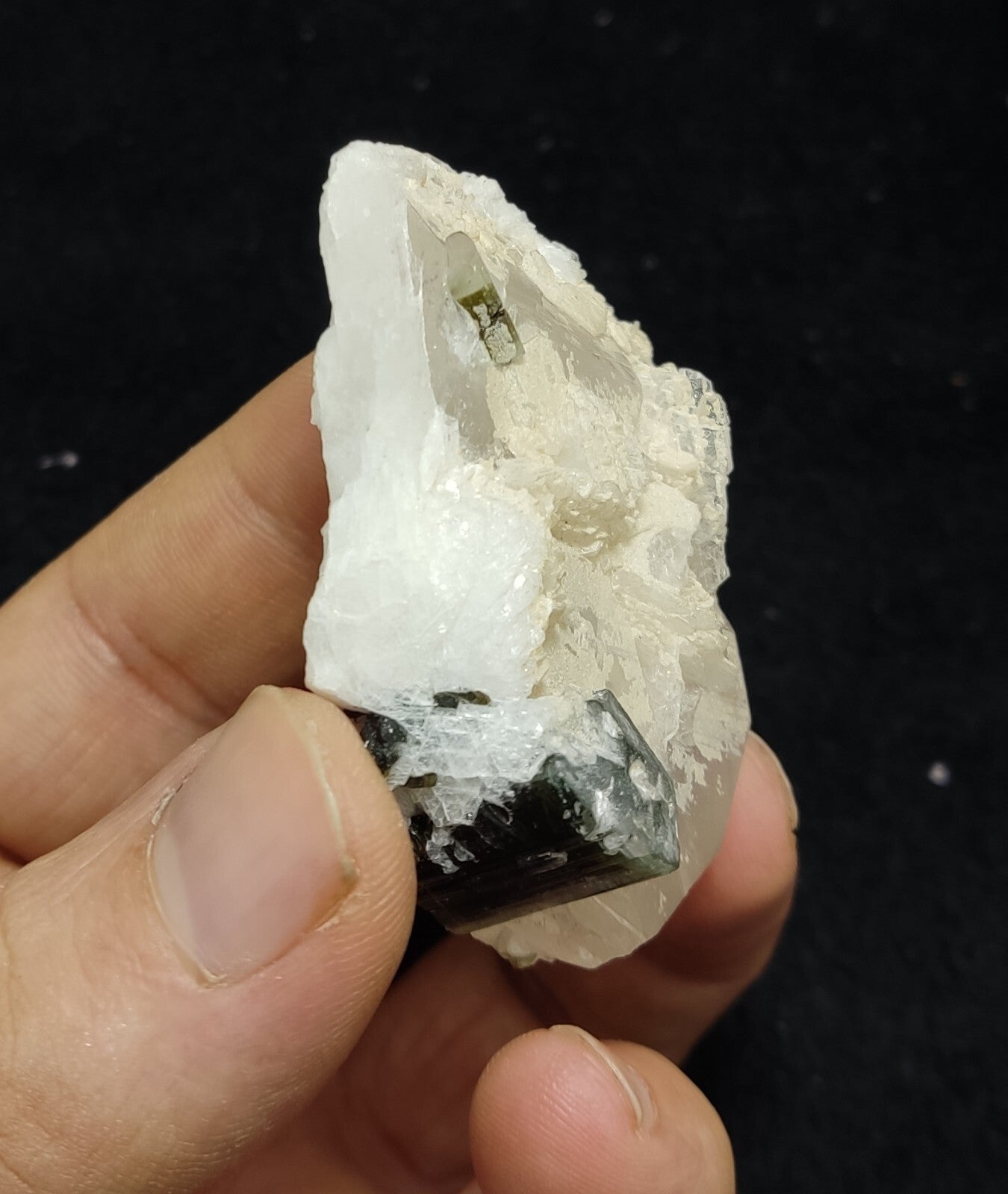 An Aesthetic Naturally terminated green tip tourmaline on matrix 48 grams