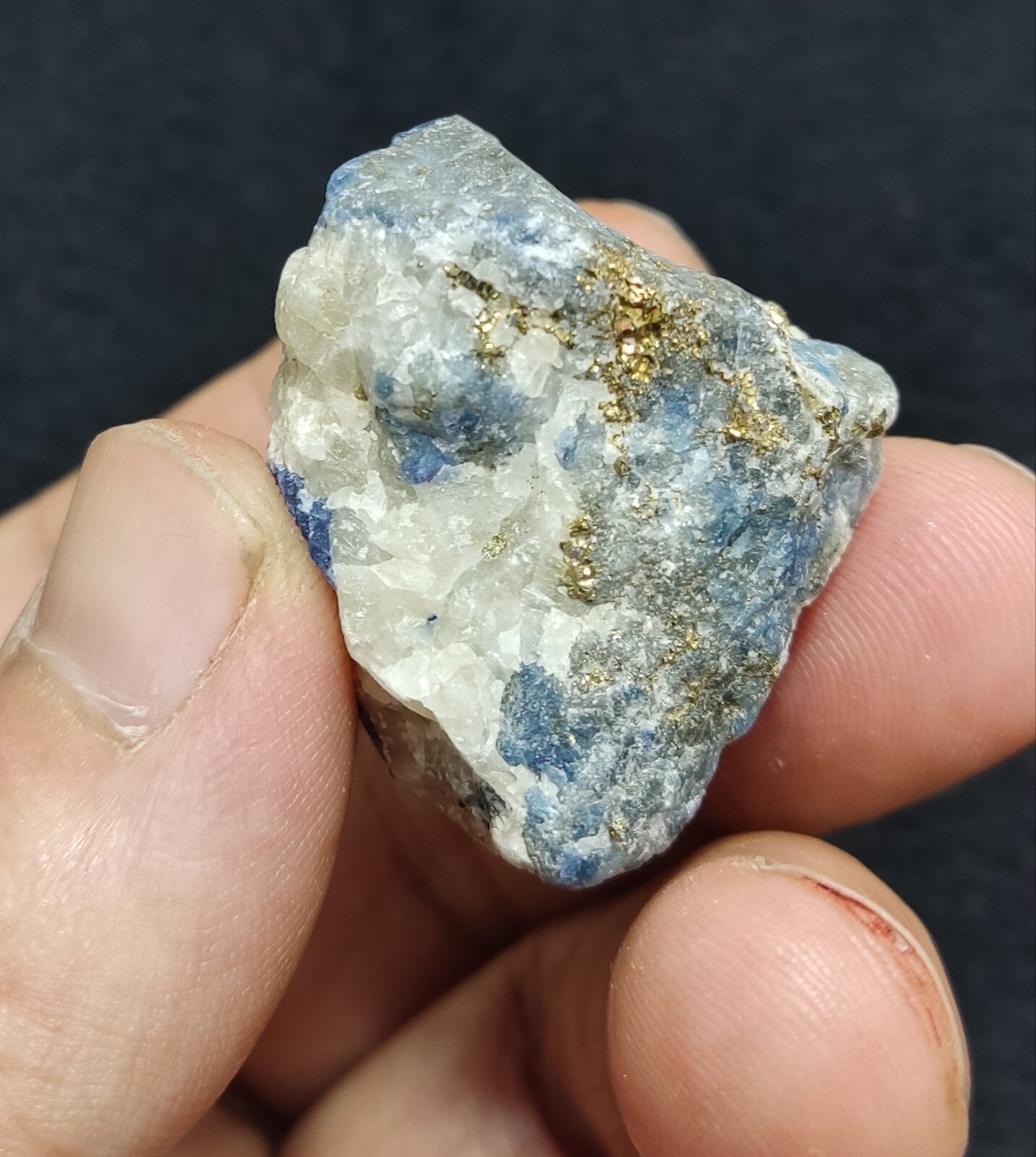 An Aesthetic specimen of fluorescent lazurite on matrix with pyrite 44 grams