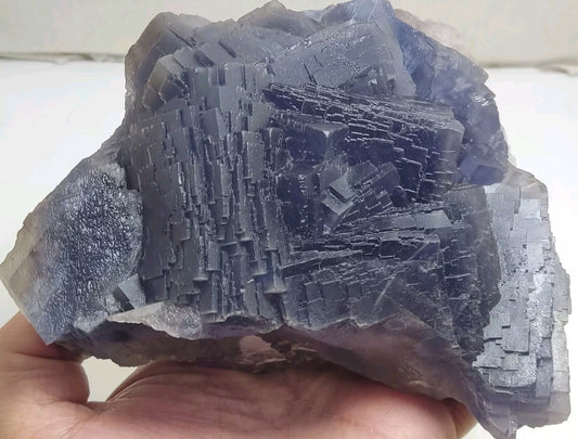 An amazing specimen of cubic dark bluish color Fluorite 1550 grams