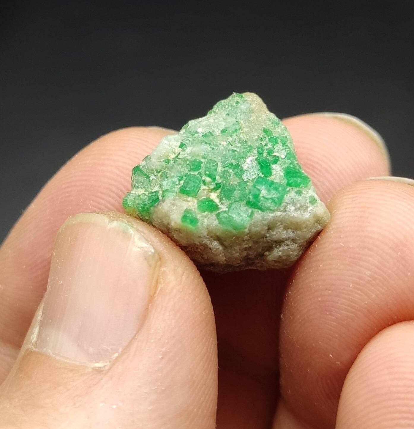 An Aesthetic miniature specimen of emerald in matrix 6.5 grams