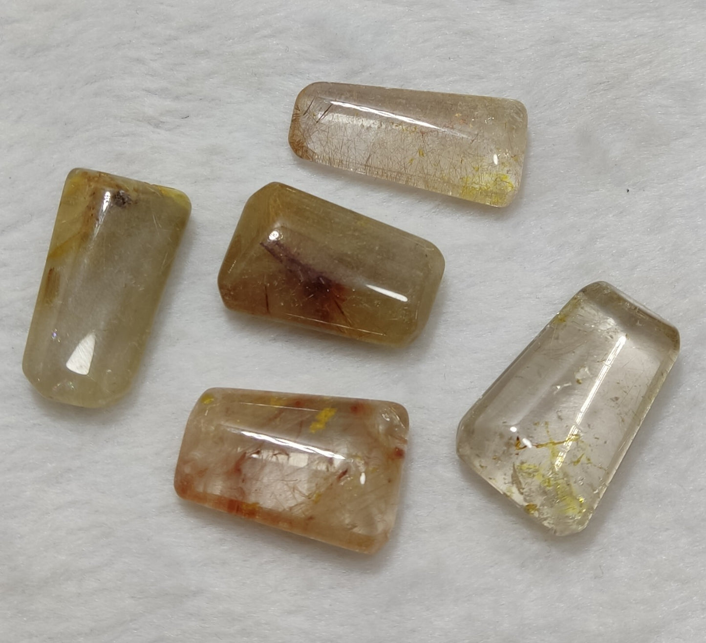 An amazing lot of Rutilated polished quartz tumbles 48 grams