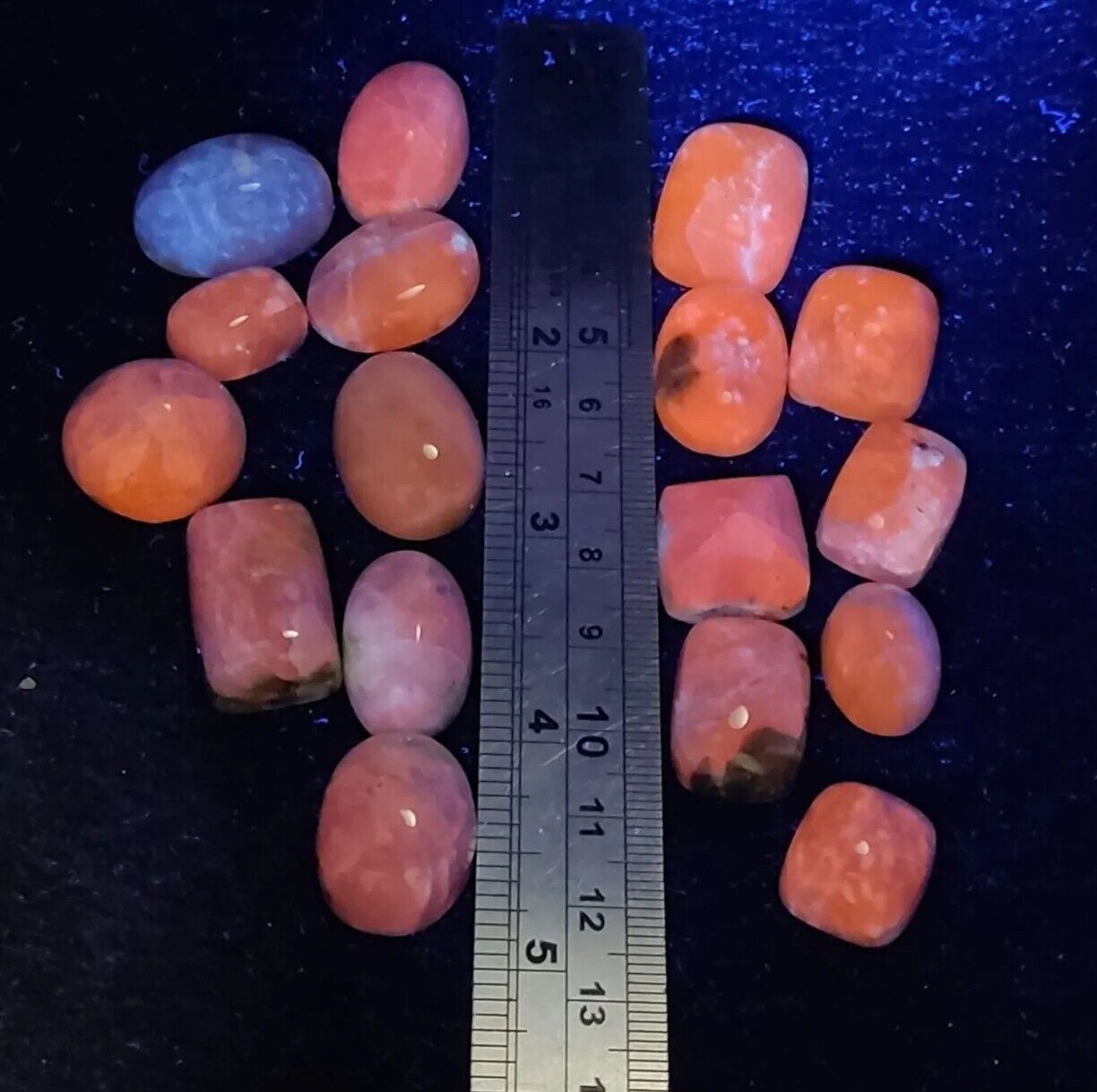 17 pieces Hackmanite cabochons  fluorescent collective weight 350 carats