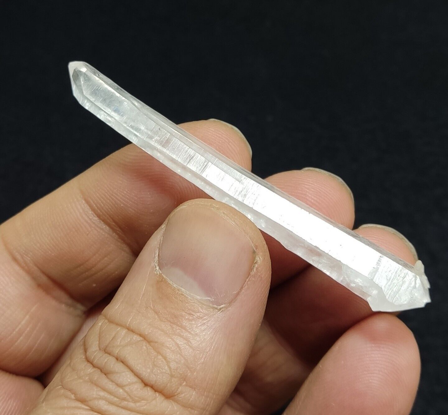 An Aesthetic elongated terminated specimen of Faden Quartz crystal 8 grams