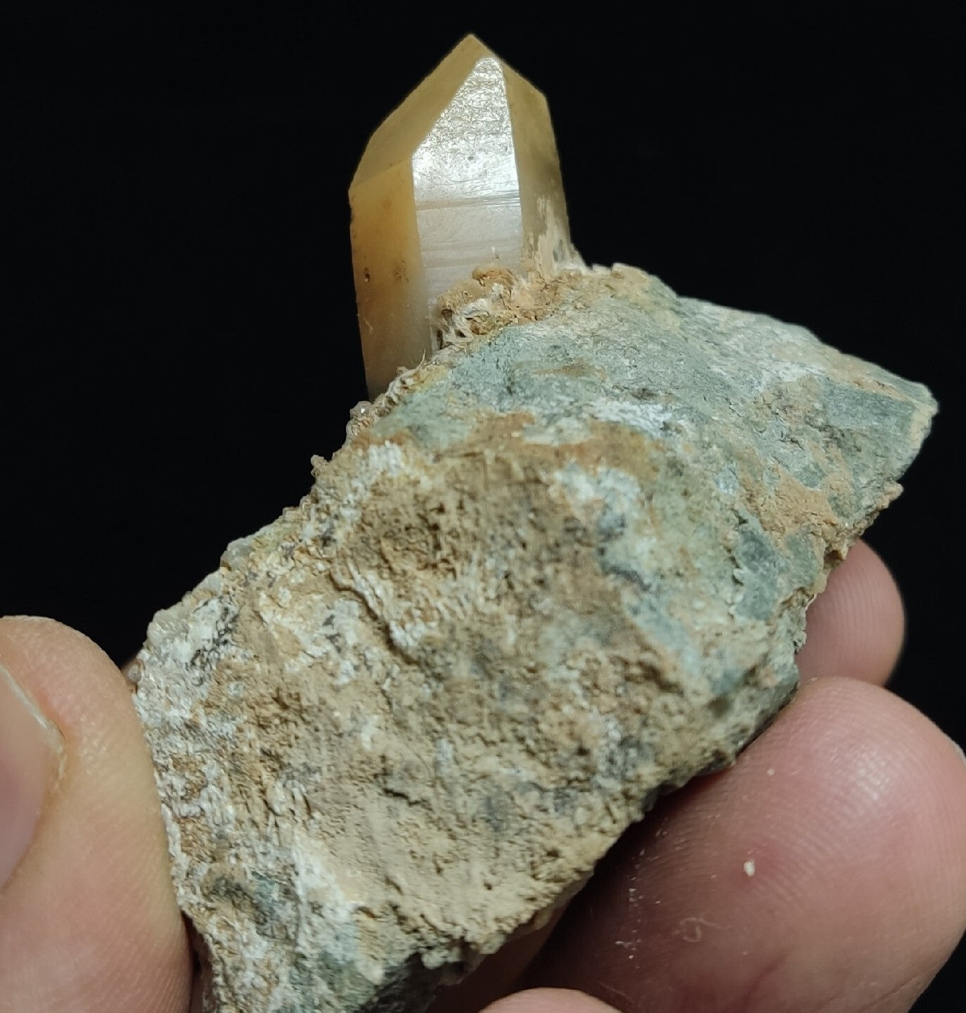 Amphibole quartz crystal on matrix 93 grams