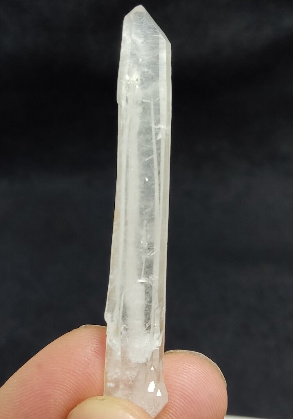 An Aesthetic elongated terminated specimen of Faden Quartz crystal 8 grams