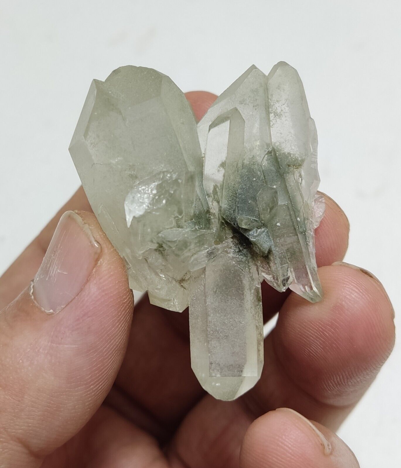 A very Aesthetic Natural beautifully terminated Chlorite Quartz cluster 42 grams