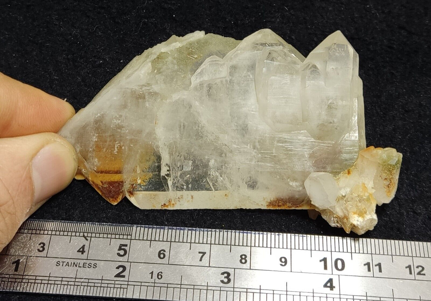 An Aesthetic Natural terminated quartz with Chlorite and iron stains 98 grams