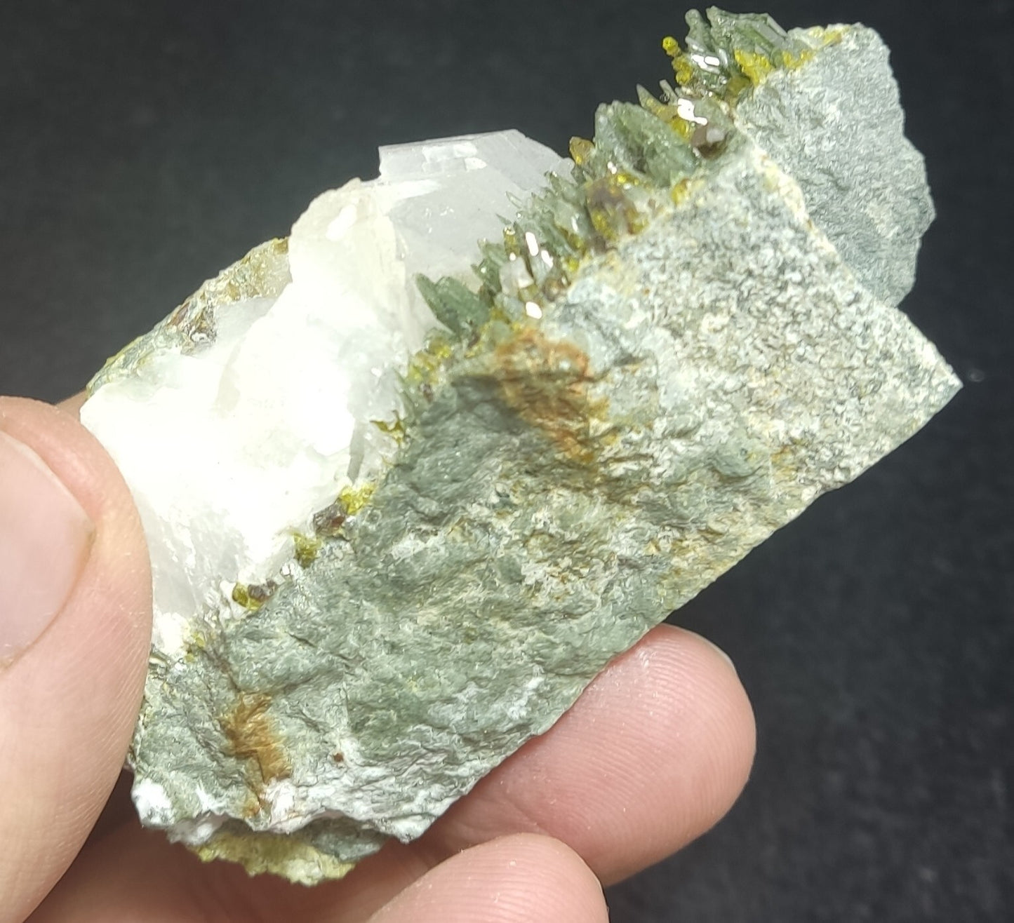 An Aesthetic cluster of diopside, andradite and epidote with calcite 125 grams