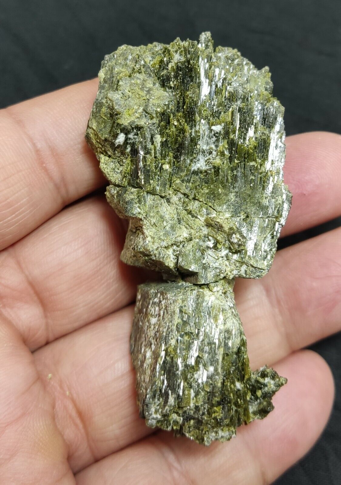 An aesthetic specimen of dark green color Epidote crystal spray 78 grams