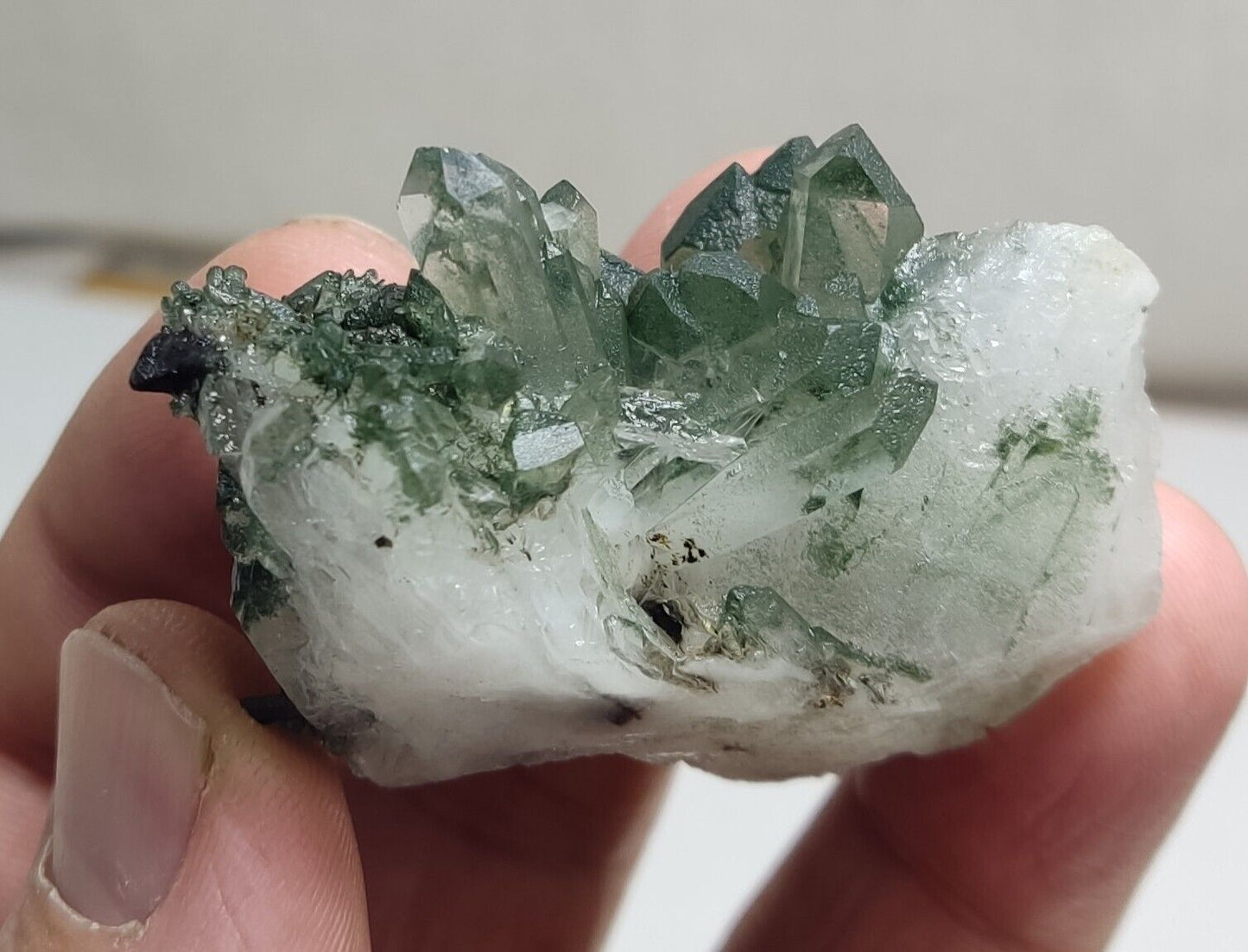 An Aesthetic Natural beautifully terminated Chlorite Quartz cluster 57 grams