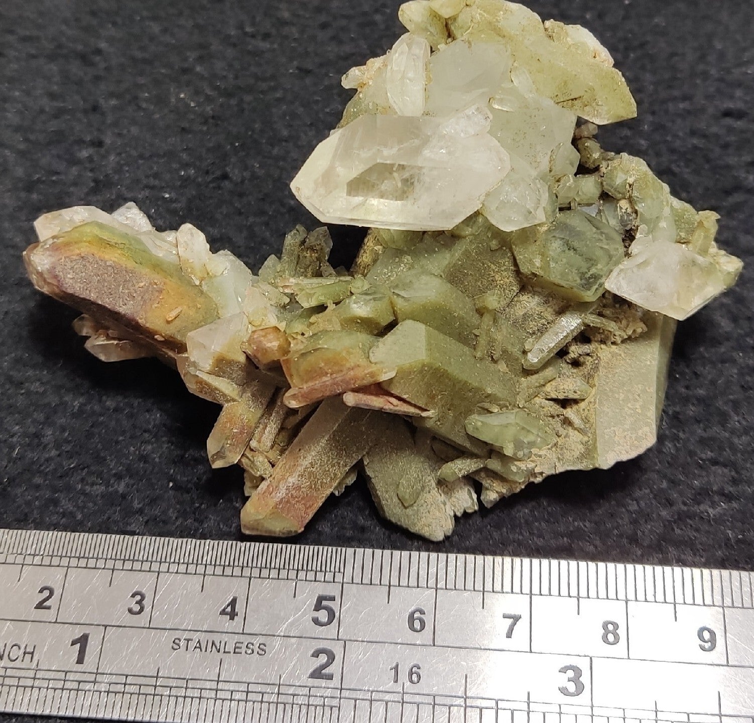 Chlorite Quartz cluster with iron inclusions 79 grams