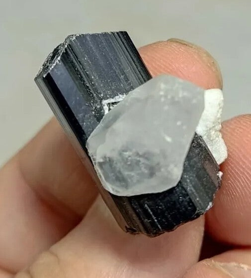 Black Tourmalines Crystal with Quartz And Albite 15 grams